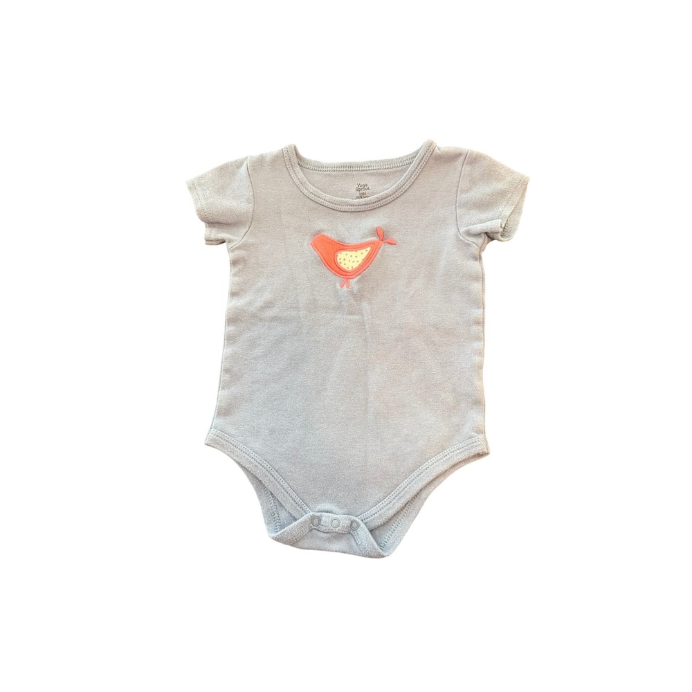 Yoga Sprout Blue Bird Applique Cotton Short Sleeve Bodysuit 18M